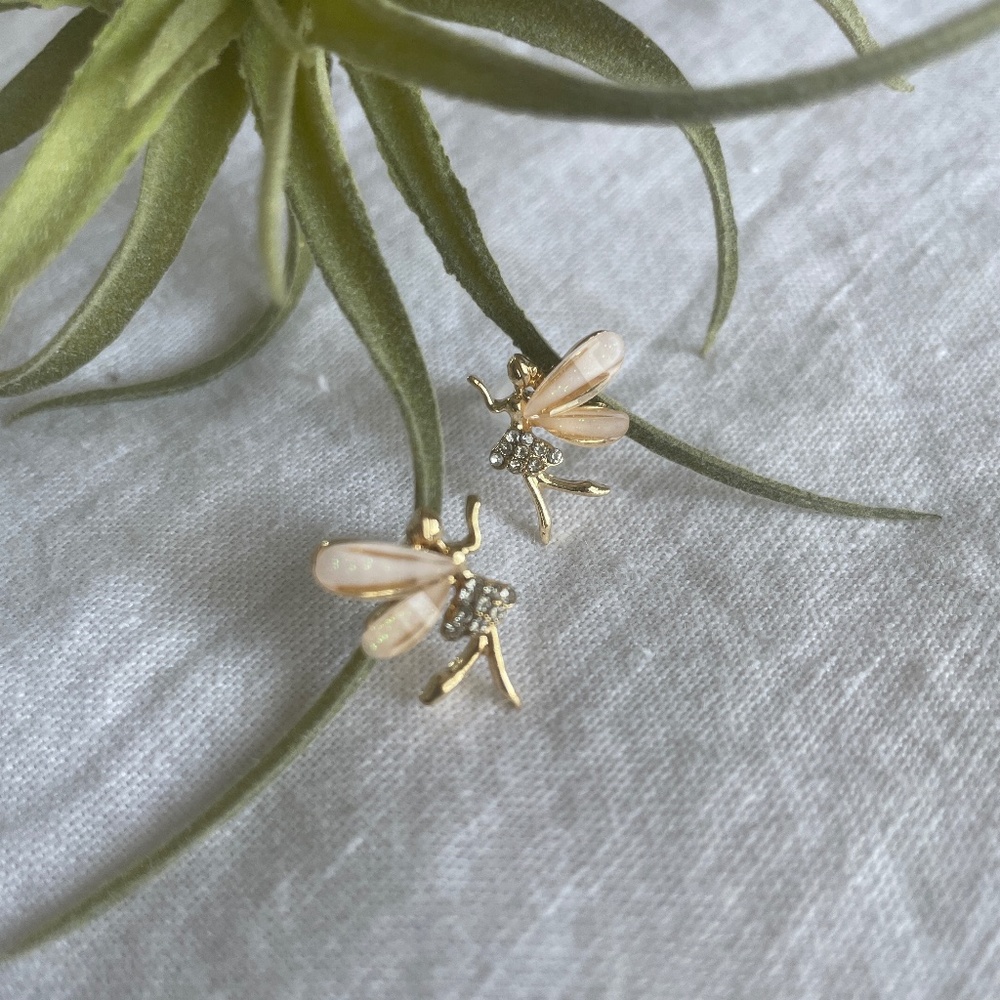 🌟Buy 2 Pairs, Get One Free, NWT Gold-Tone, Rhinestone Peach Fairy Stud Earrings